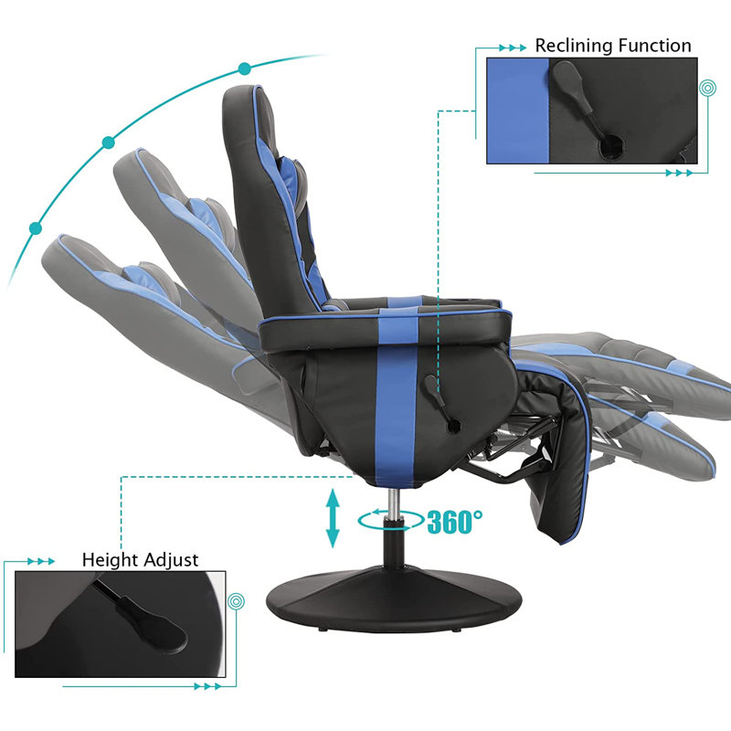 The Twillery Co.® Herrington Gaming Chair with Recline, Massage, and